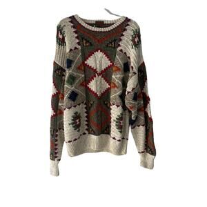 Boston Traders Vintage 90s Men's Size XL Colorful Chunky Knit Sweater